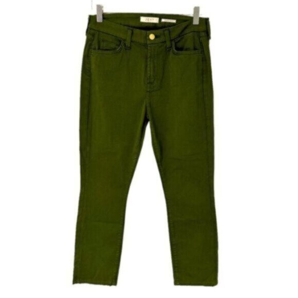 JEN 7 | Women's Olive Green Zipper Closure Crop Skinny Pants Size 4 - Picture 5 of 9